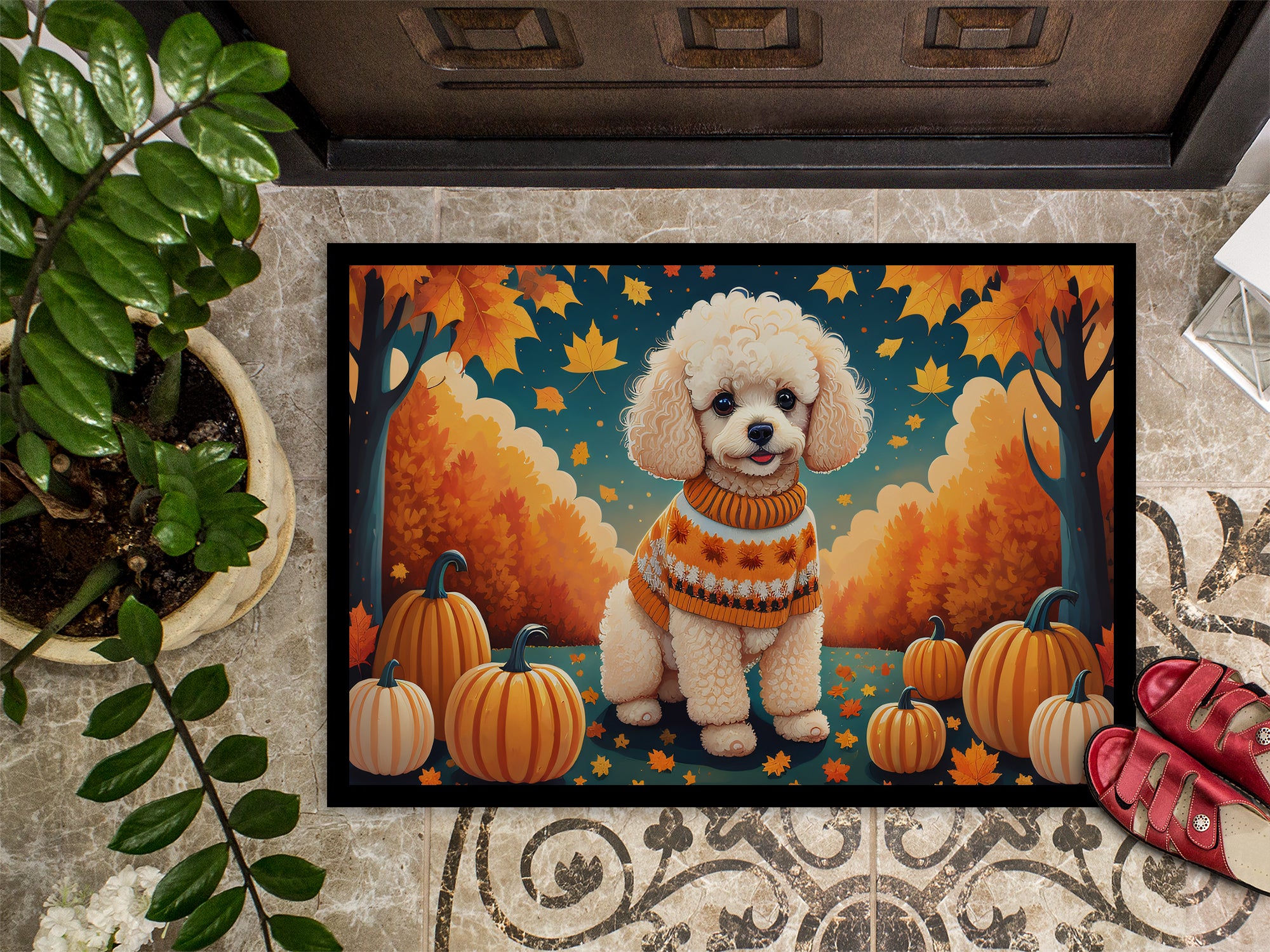 Poodle Fall Indoor or Outdoor Mat 24x36  the-store.com.