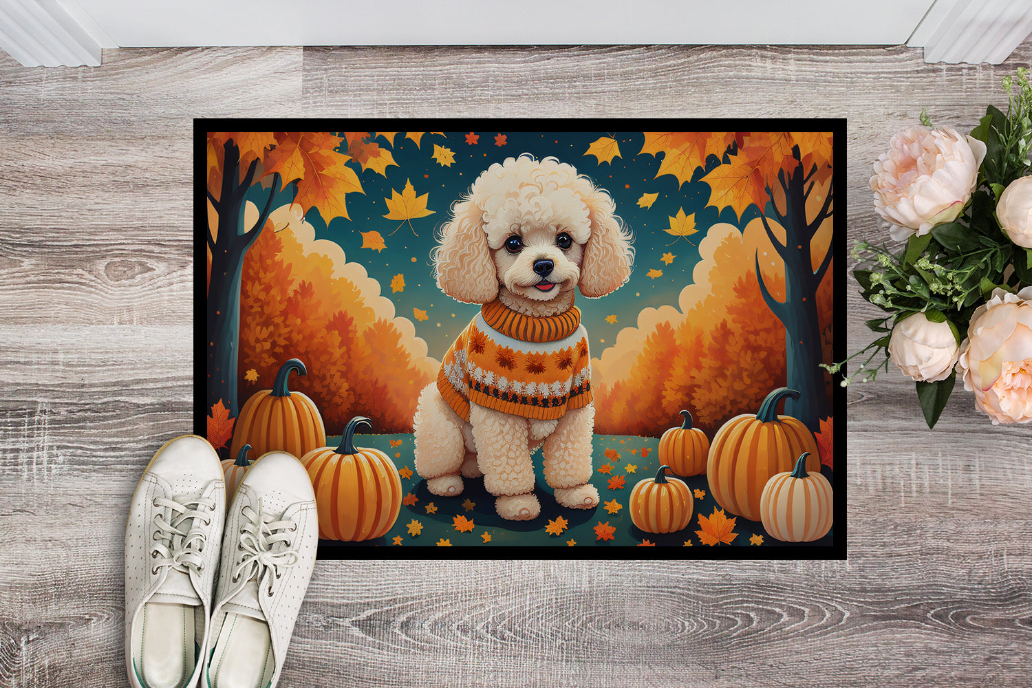 Poodle Fall Doormat 18x27