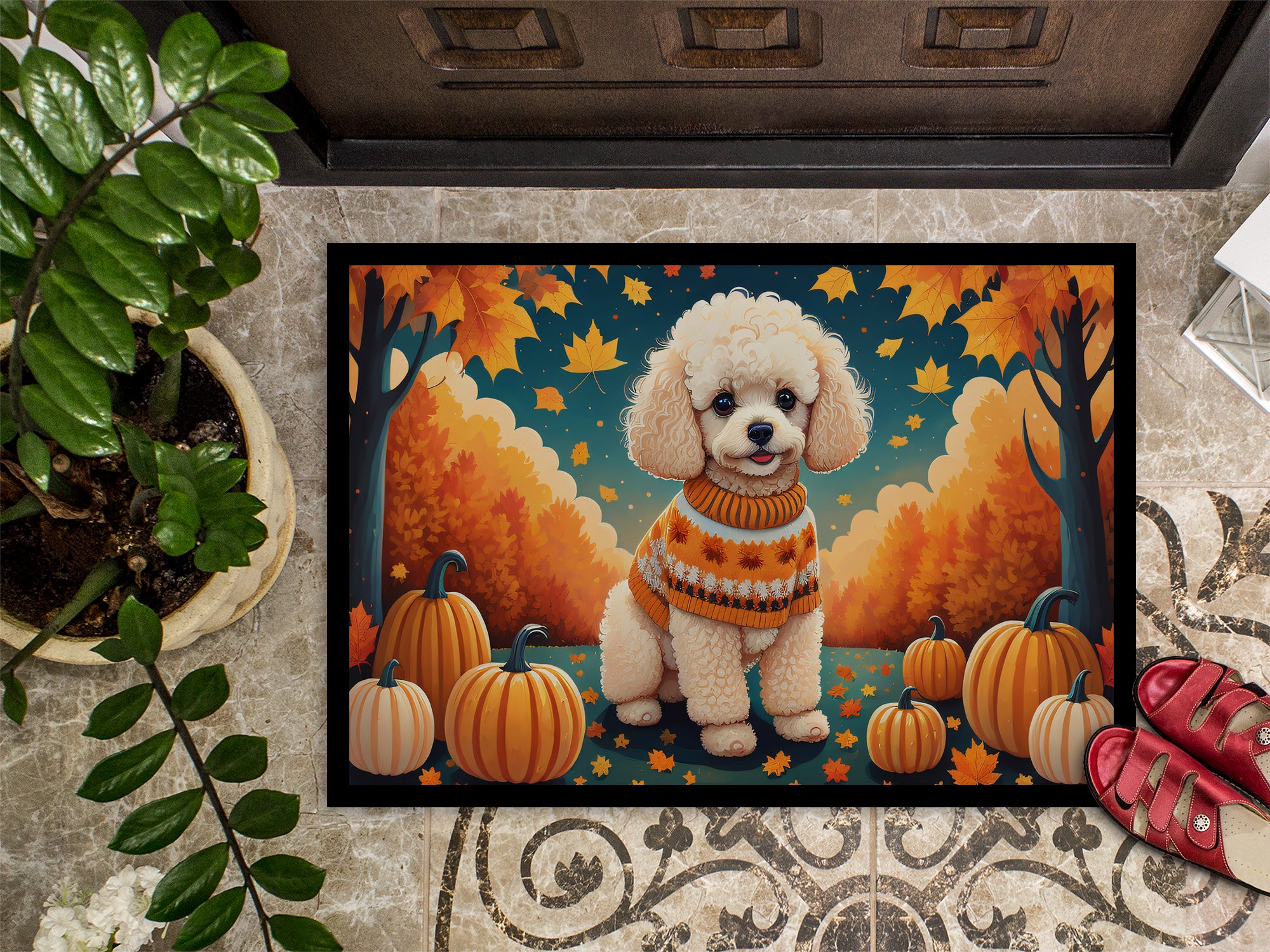 Poodle Fall Doormat 18x27  the-store.com.