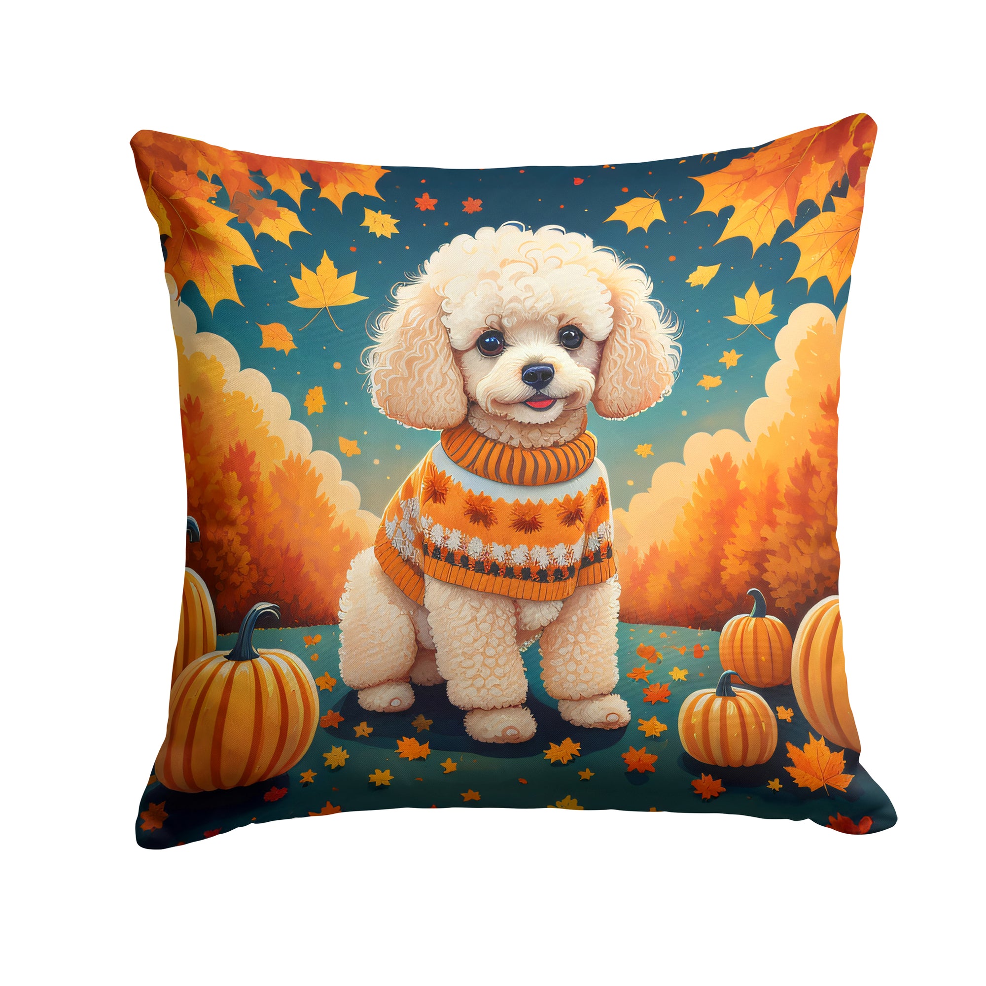 Buy this Poodle Fall Fabric Decorative Pillow