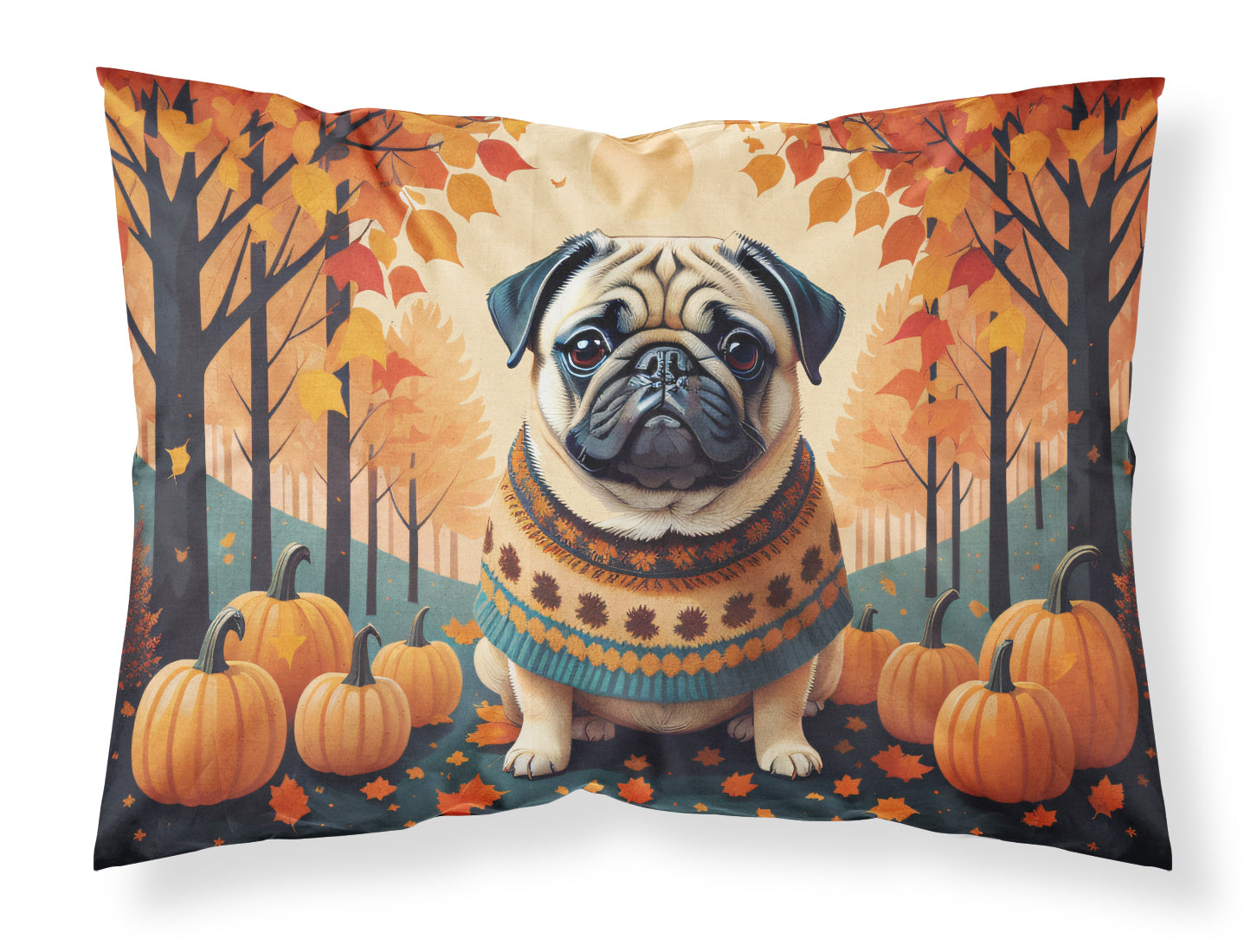 Buy this Fawn Pug Fall Fabric Standard Pillowcase