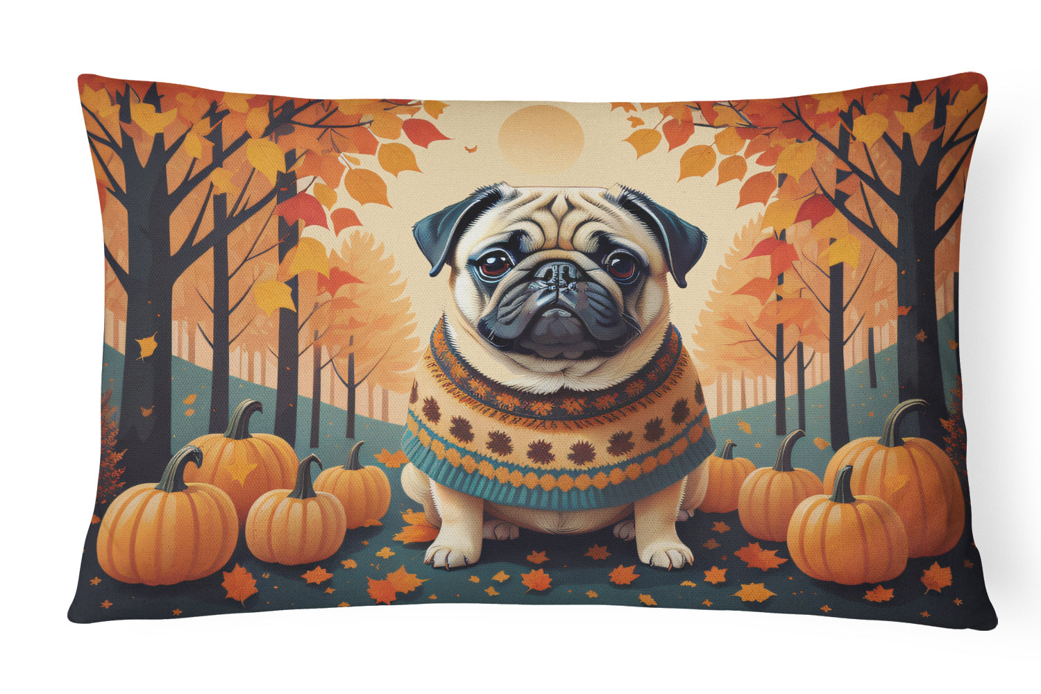 Buy this Fawn Pug Fall Fabric Decorative Pillow