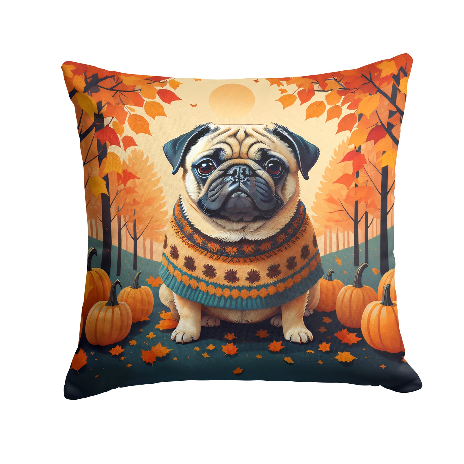 Buy this Fawn Pug Fall Fabric Decorative Pillow