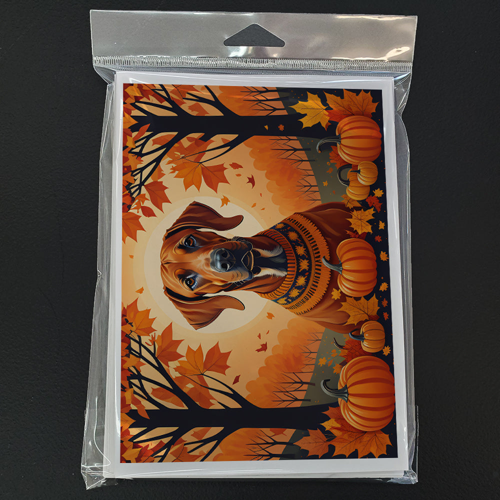 Rhodesian Ridgeback Fall Greeting Cards and Envelopes Pack of 8  the-store.com.