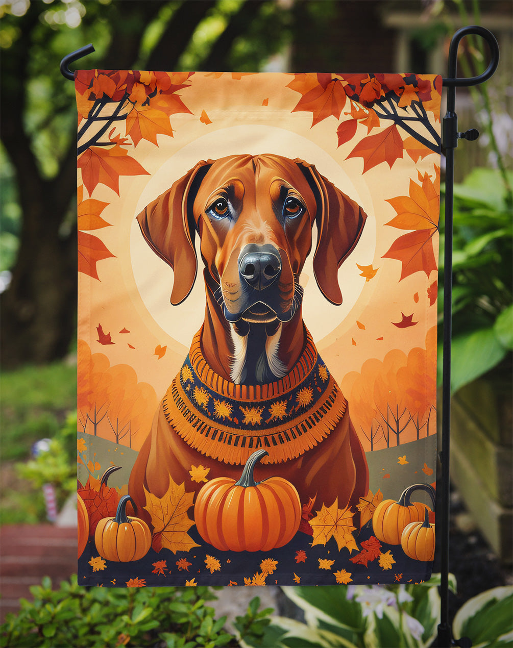 Rhodesian Ridgeback Fall Garden Flag