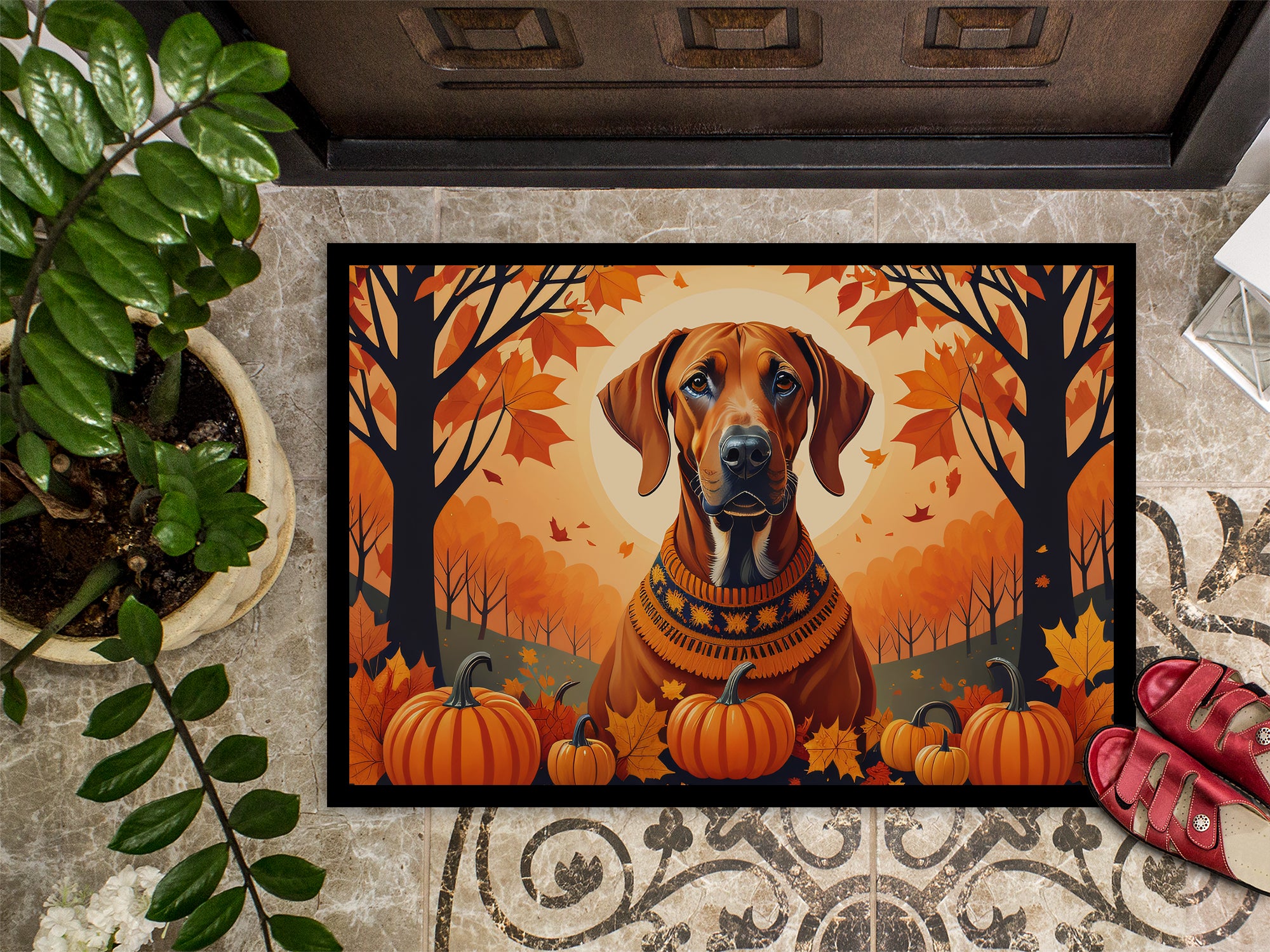 Rhodesian Ridgeback Fall Indoor or Outdoor Mat 24x36