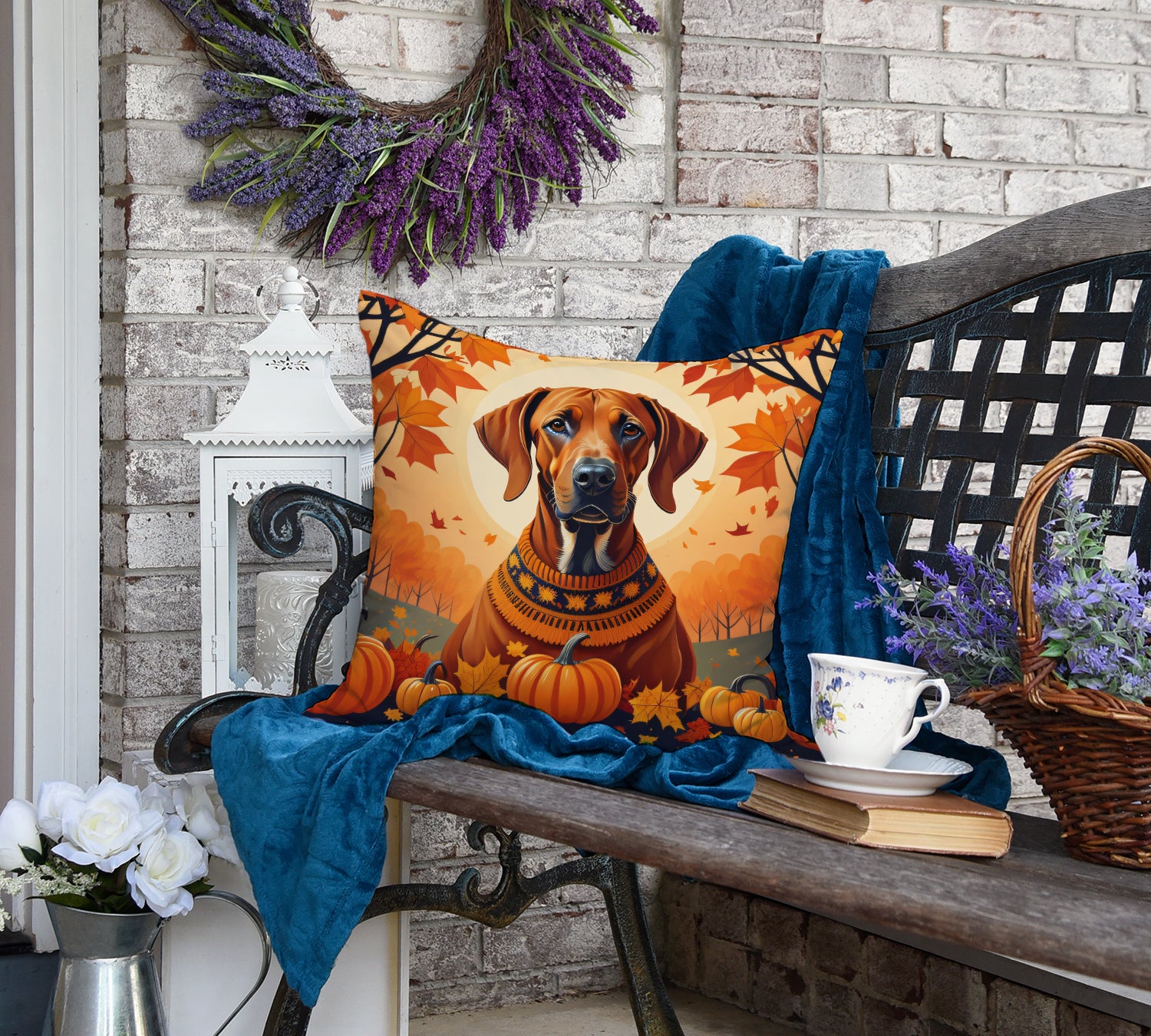 Rhodesian Ridgeback Fall Fabric Decorative Pillow  the-store.com.