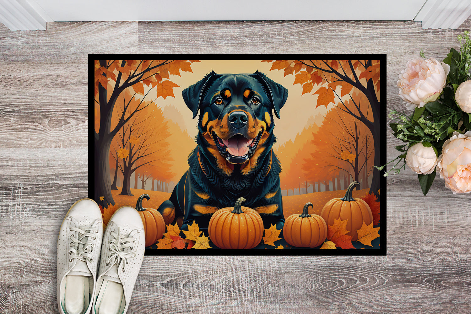 Rottweiler Fall Indoor or Outdoor Mat 24x36  the-store.com.