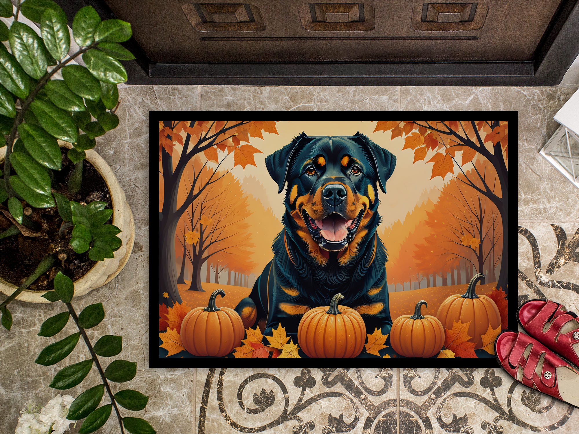 Rottweiler Fall Indoor or Outdoor Mat 24x36  the-store.com.