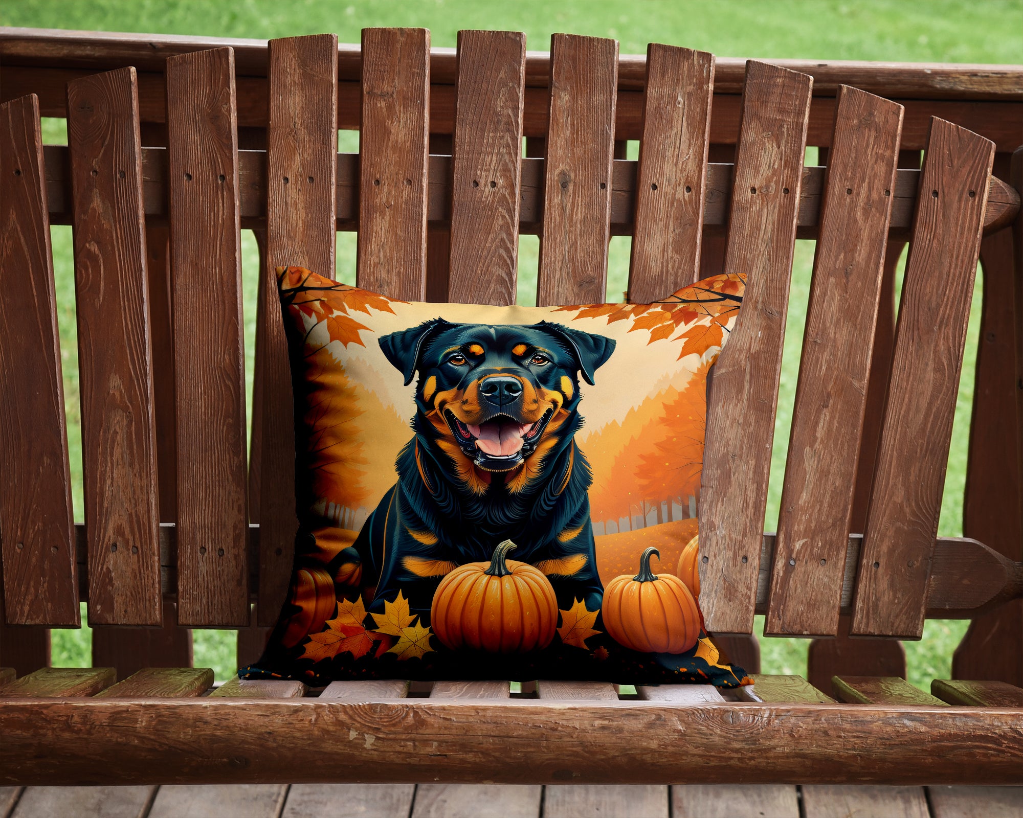 Rottweiler Fall Fabric Decorative Pillow  the-store.com.