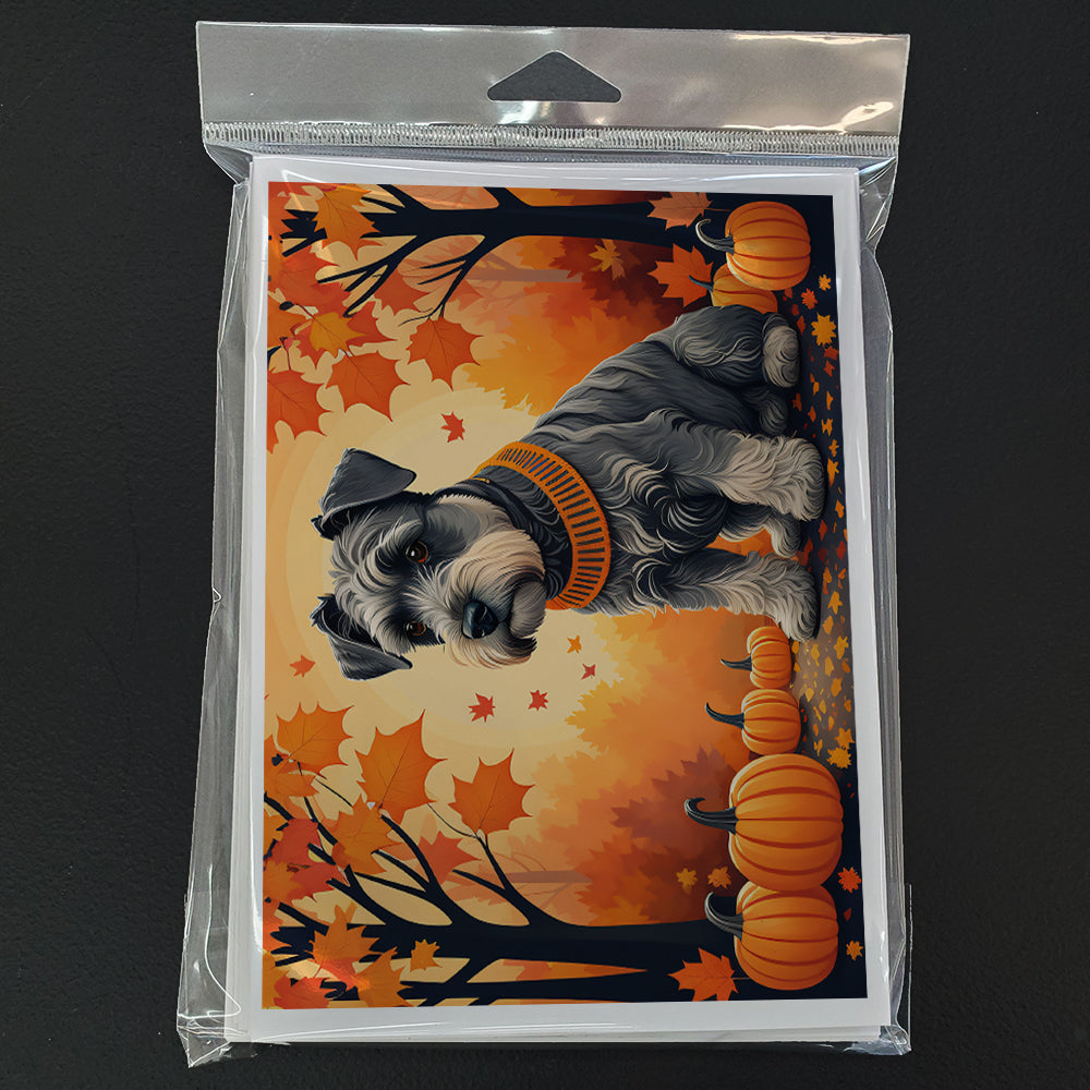 Schnauzer Fall Greeting Cards and Envelopes Pack of 8  the-store.com.