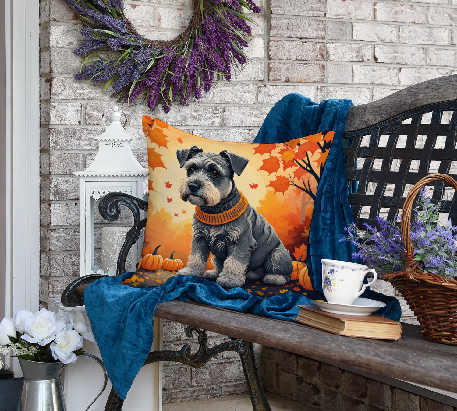 Schnauzer Fall Fabric Decorative Pillow  the-store.com.