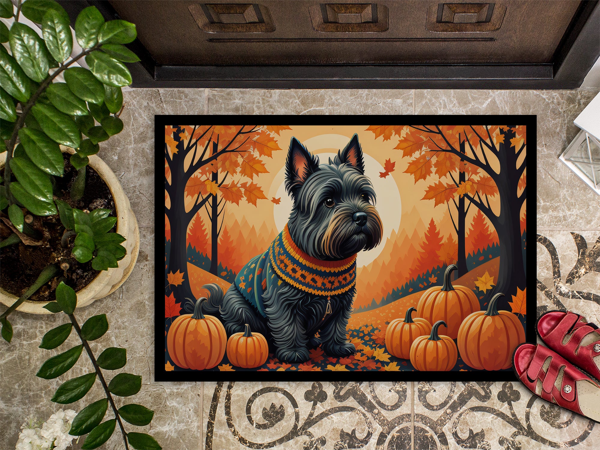 Scottish Terrier Fall Indoor or Outdoor Mat 24x36