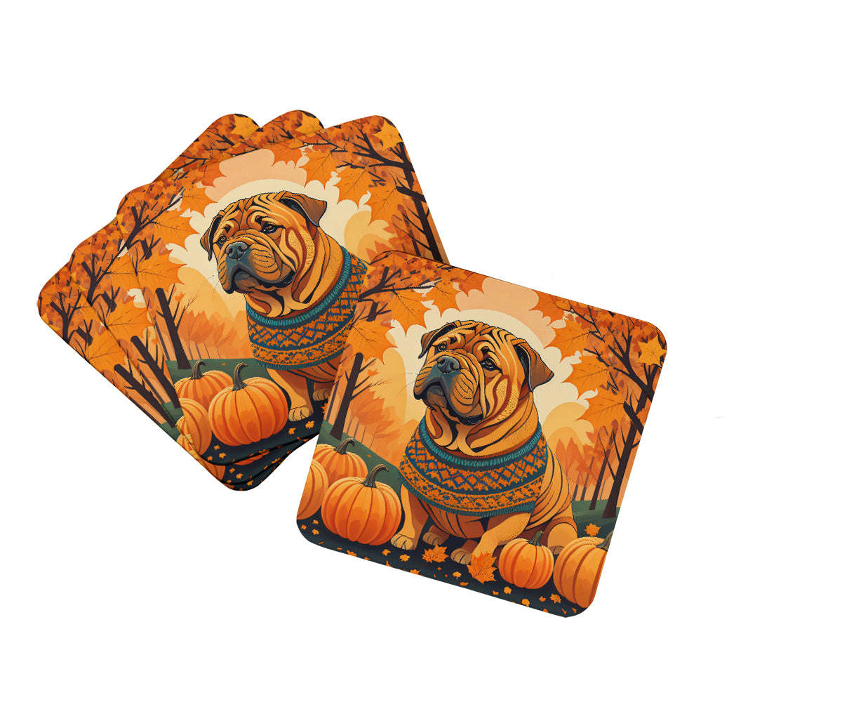 Buy this Shar Pei Fall Foam Coaster Set of 4