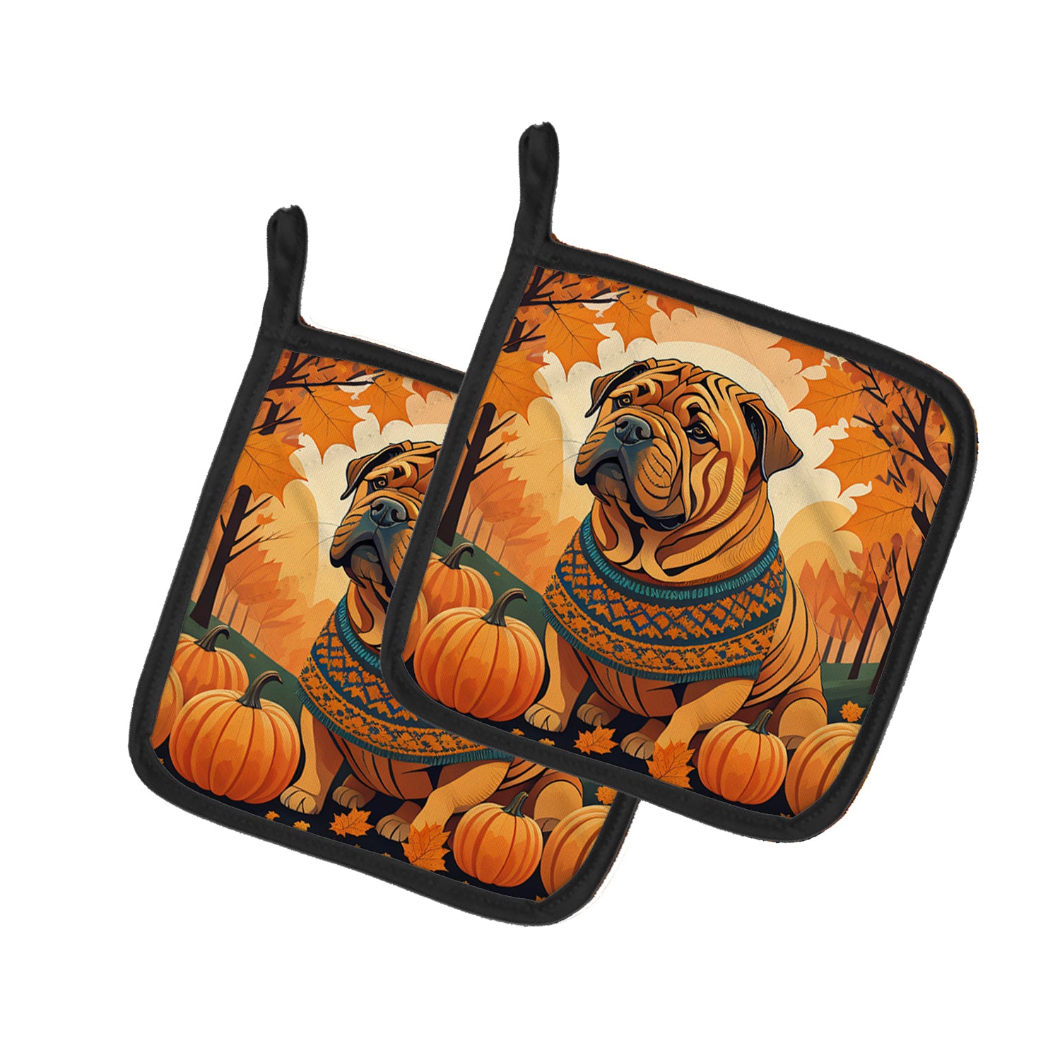 Buy this Shar Pei Fall Pair of Pot Holders