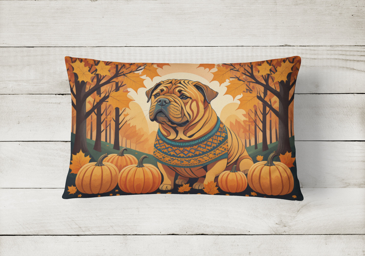 Shar Pei Fall Fabric Decorative Pillow  the-store.com.