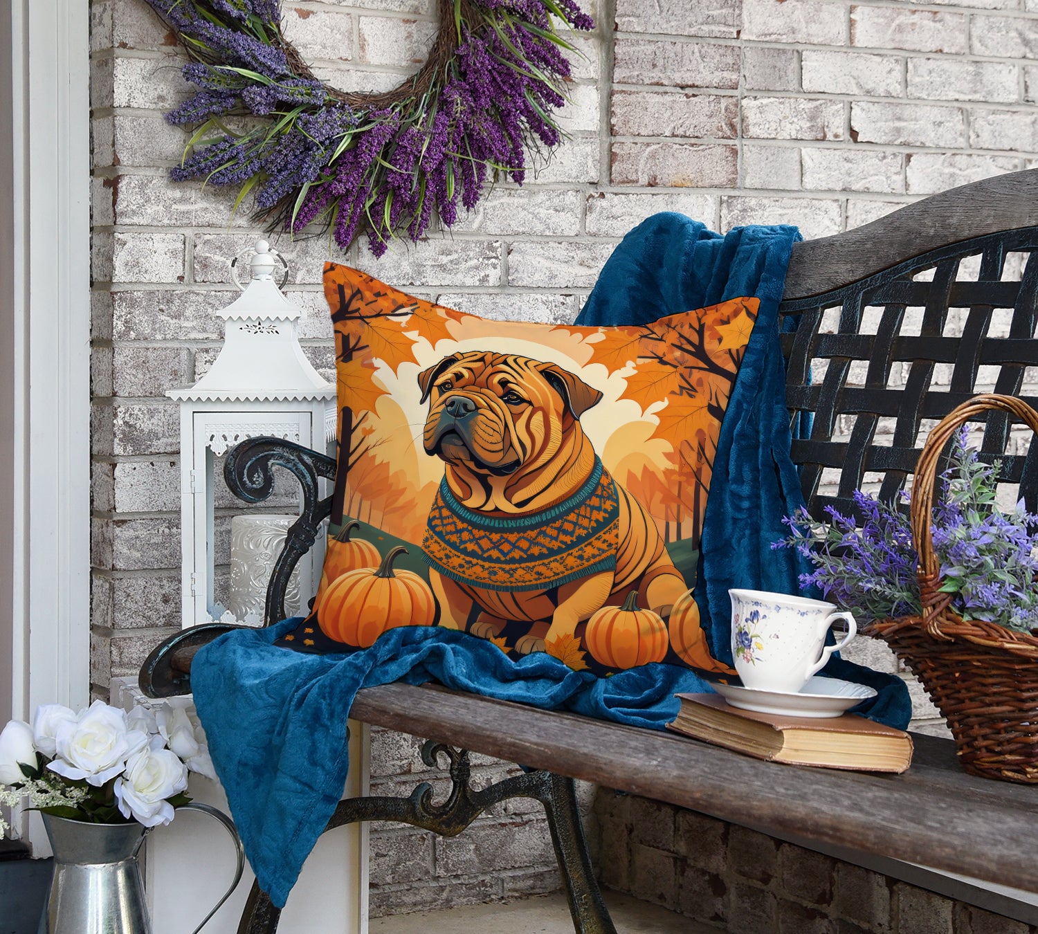 Buy this Shar Pei Fall Fabric Decorative Pillow