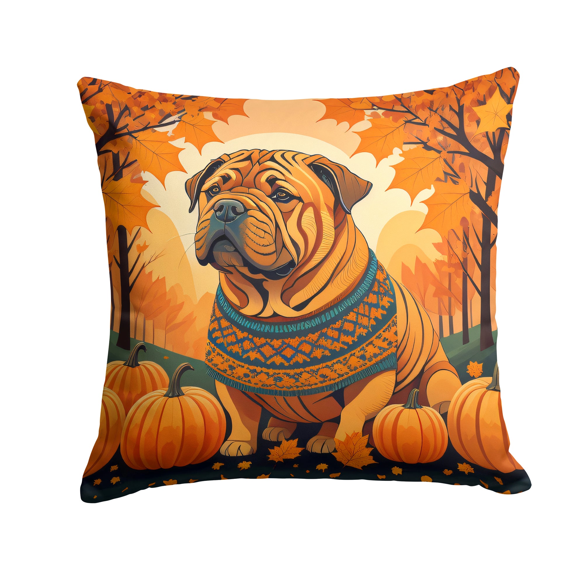 Buy this Shar Pei Fall Fabric Decorative Pillow