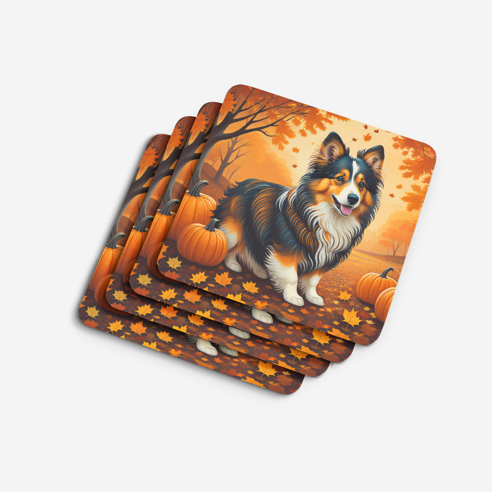 Sheltie Fall Foam Coaster Set of 4