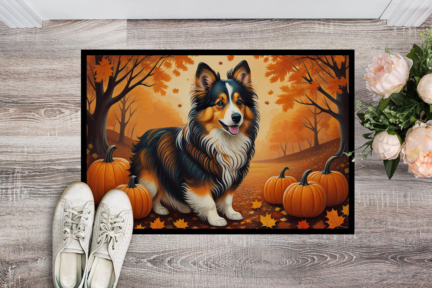 Sheltie Fall Doormat 18x27  the-store.com.