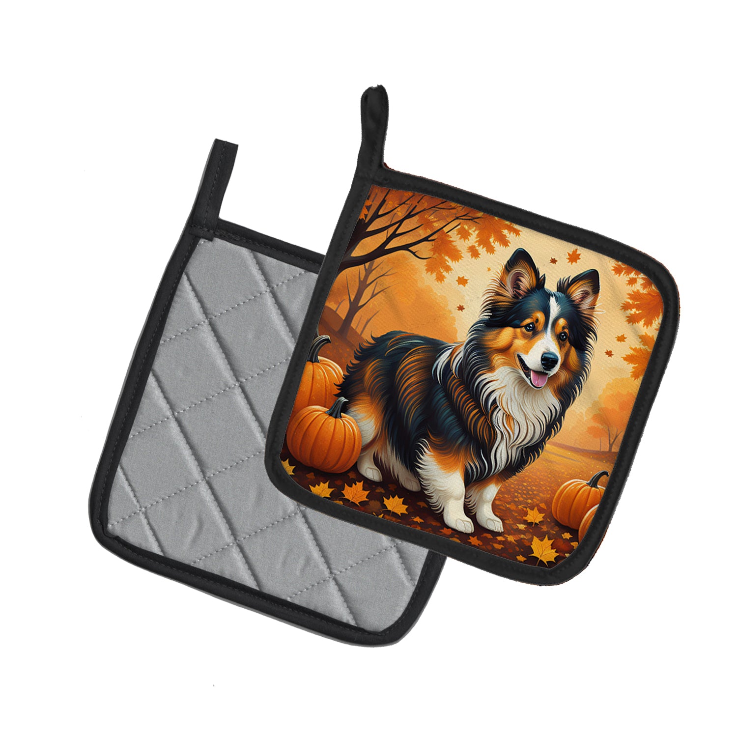 Sheltie Fall Pair of Pot Holders  the-store.com.