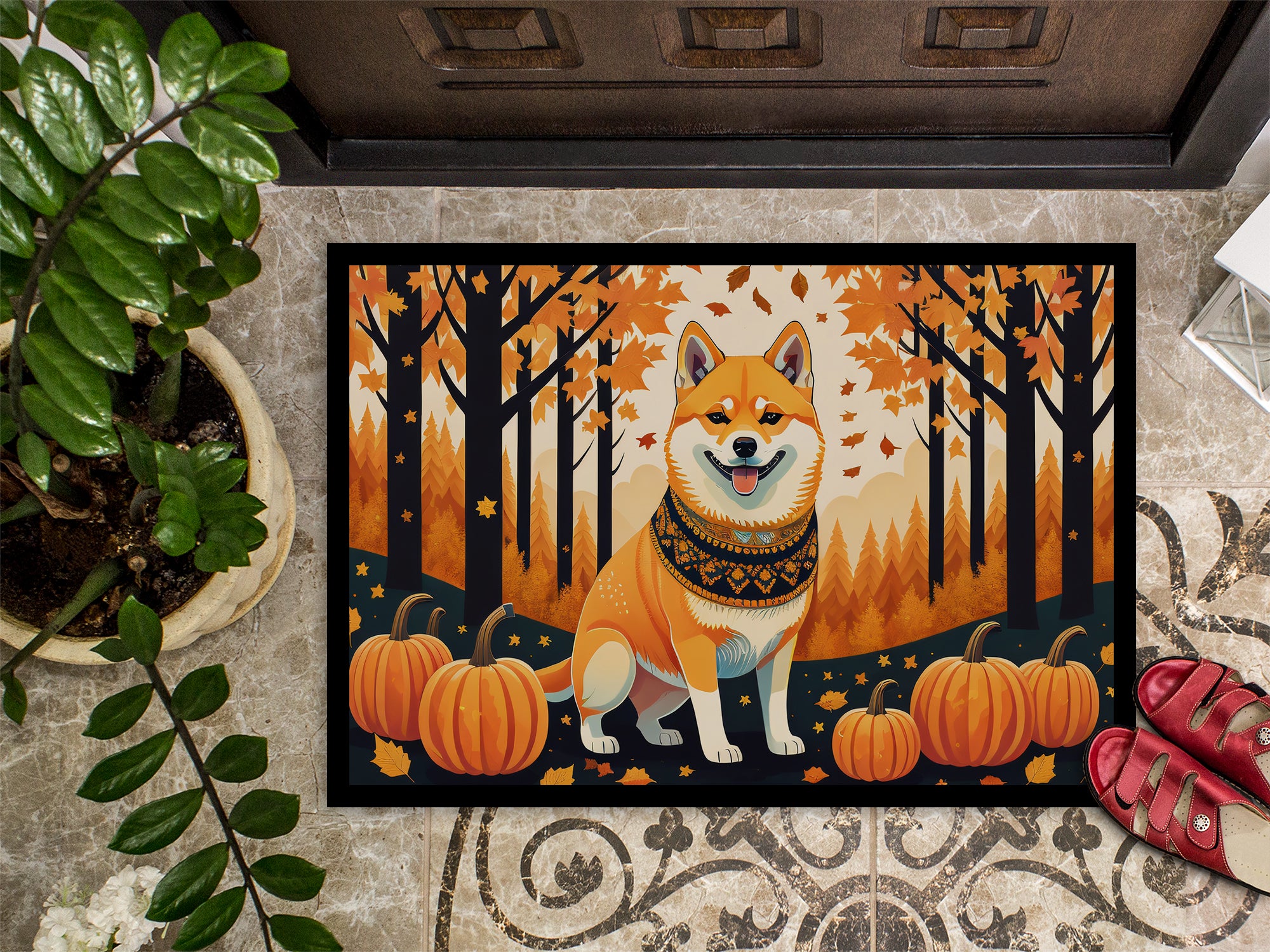 Shiba Inu Fall Indoor or Outdoor Mat 24x36  the-store.com.