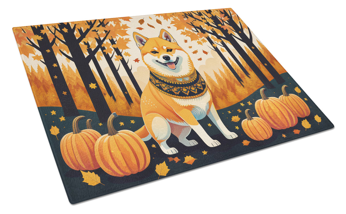 Buy this Shiba Inu Fall Glass Cutting Board Large