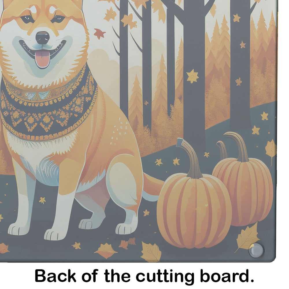 Shiba Inu Fall Glass Cutting Board Large  the-store.com.