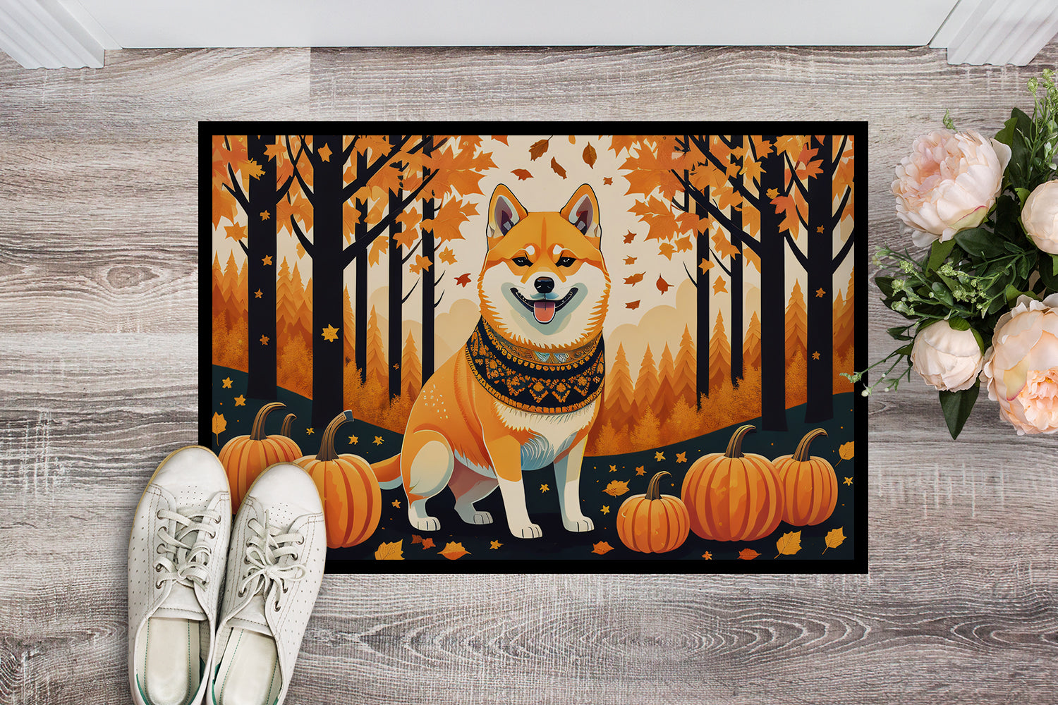 Shiba Inu Fall Doormat 18x27  the-store.com.