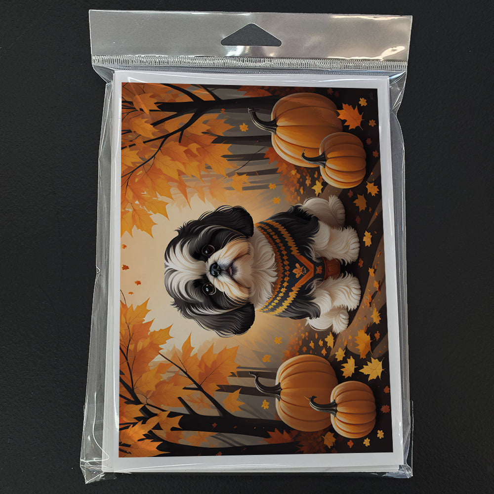 Shih Tzu Fall Greeting Cards and Envelopes Pack of 8  the-store.com.