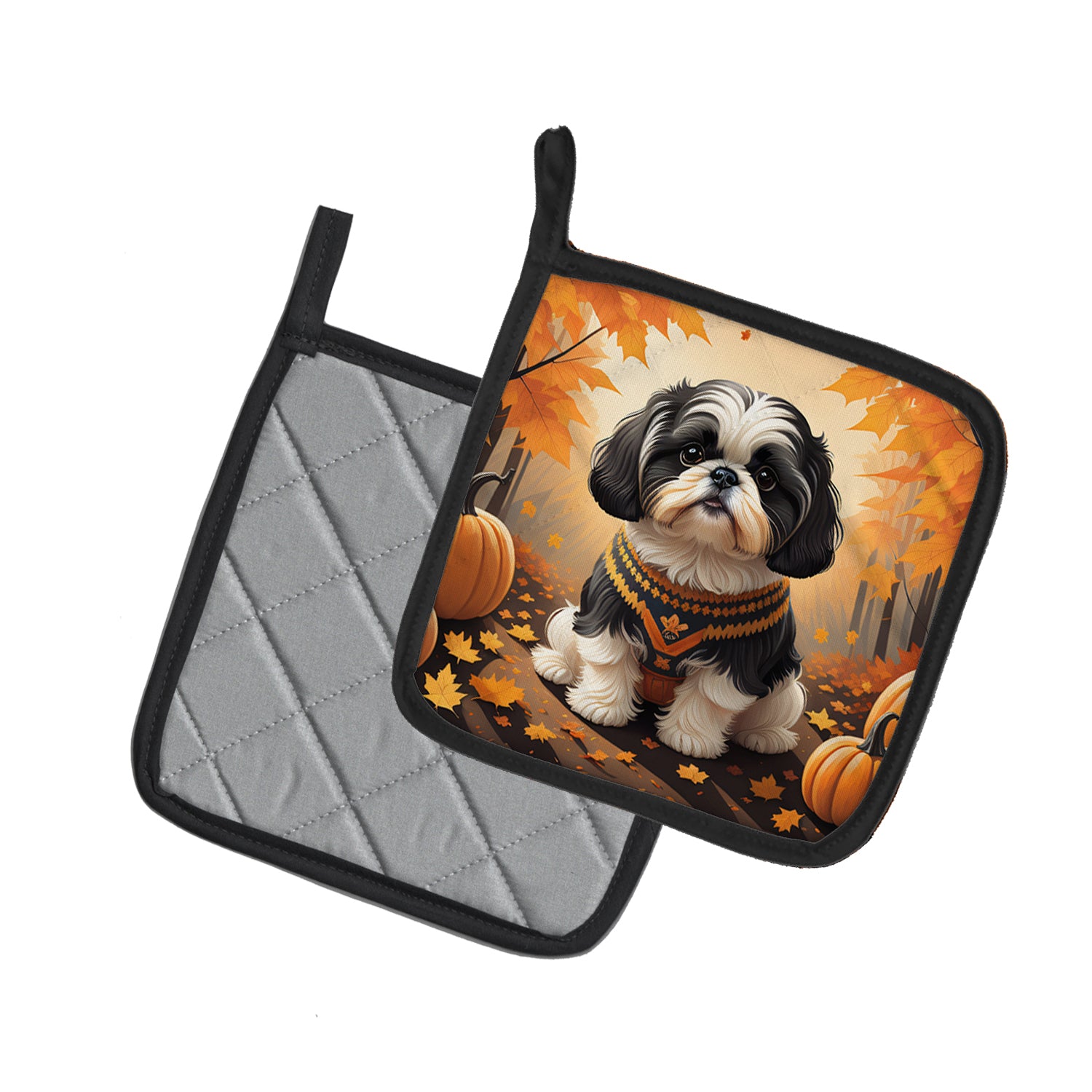 Shih Tzu Fall Pair of Pot Holders