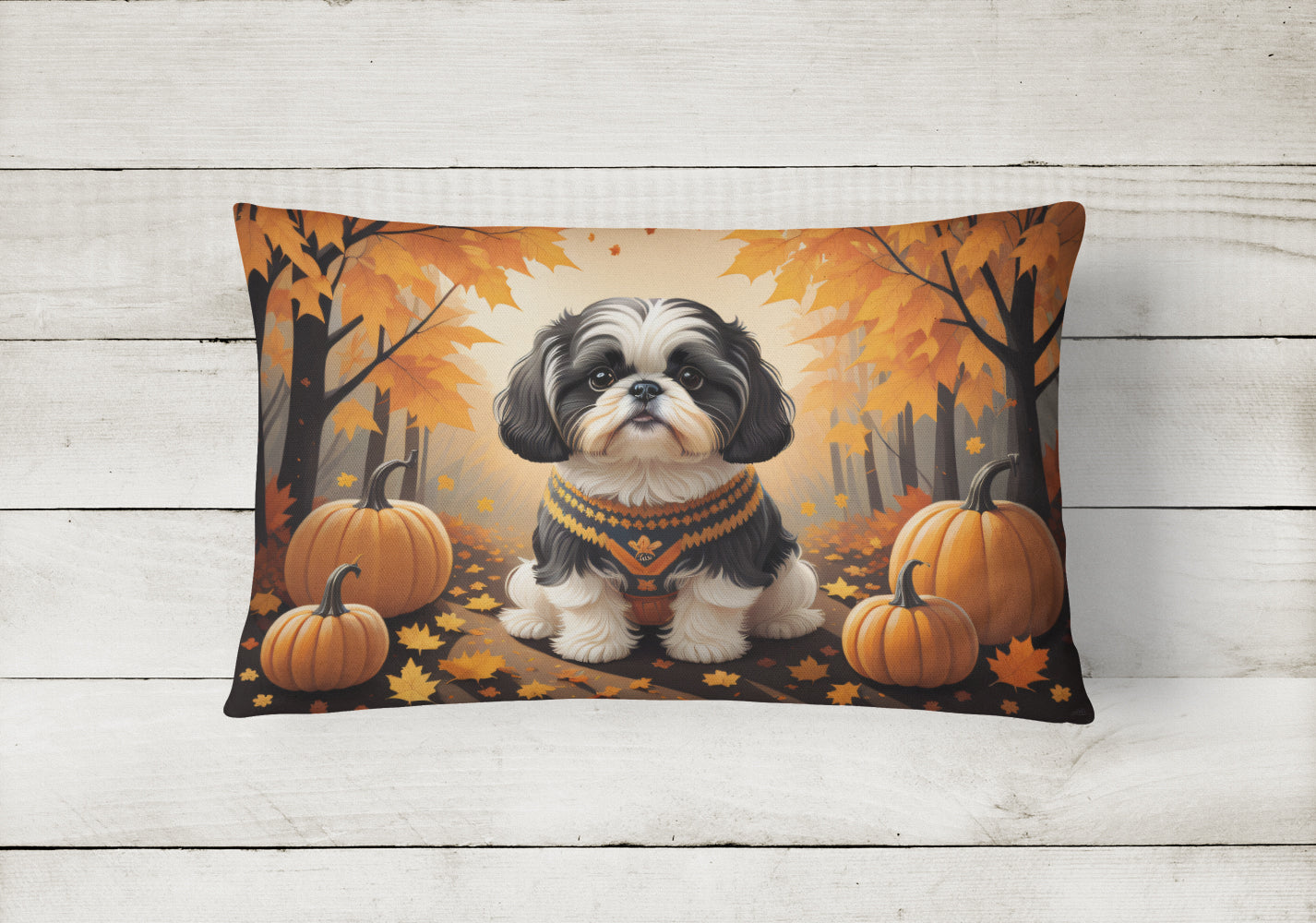 Shih Tzu Fall Fabric Decorative Pillow