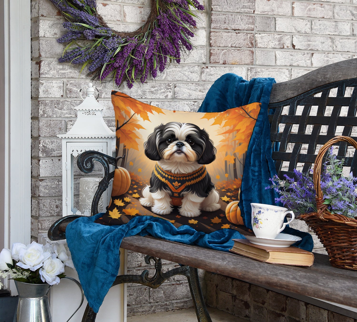 Shih Tzu Fall Fabric Decorative Pillow  the-store.com.