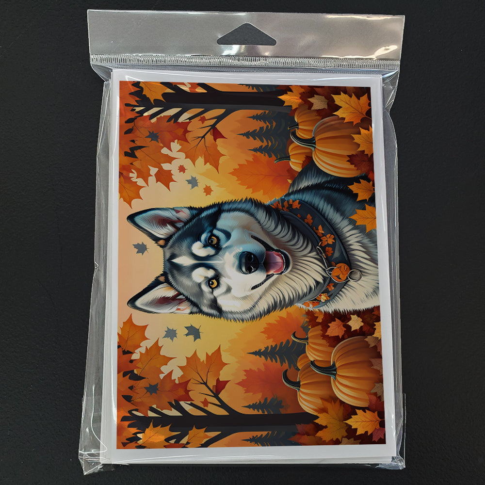 Siberian Husky Fall Greeting Cards and Envelopes Pack of 8  the-store.com.