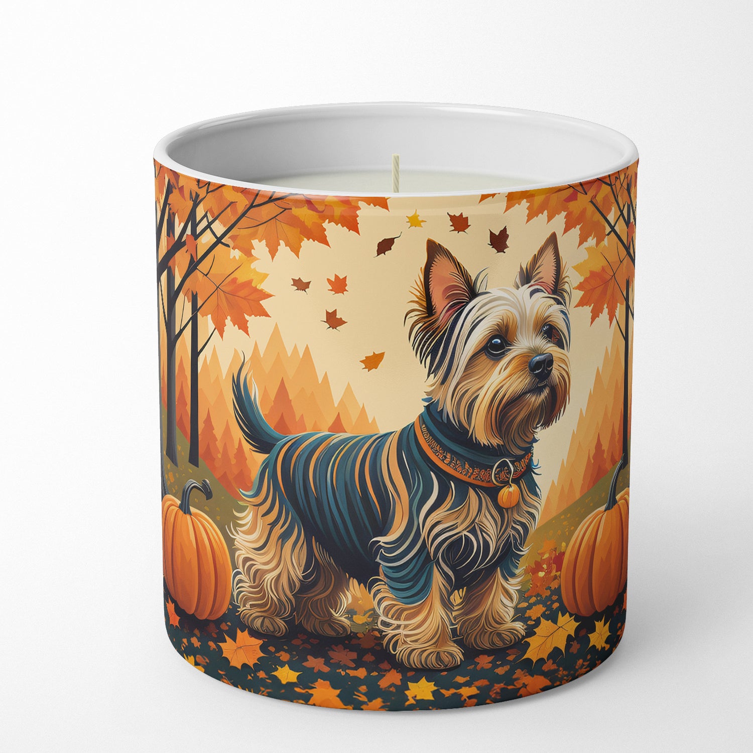 Buy this Silky Terrier Fall Decorative Soy Candle