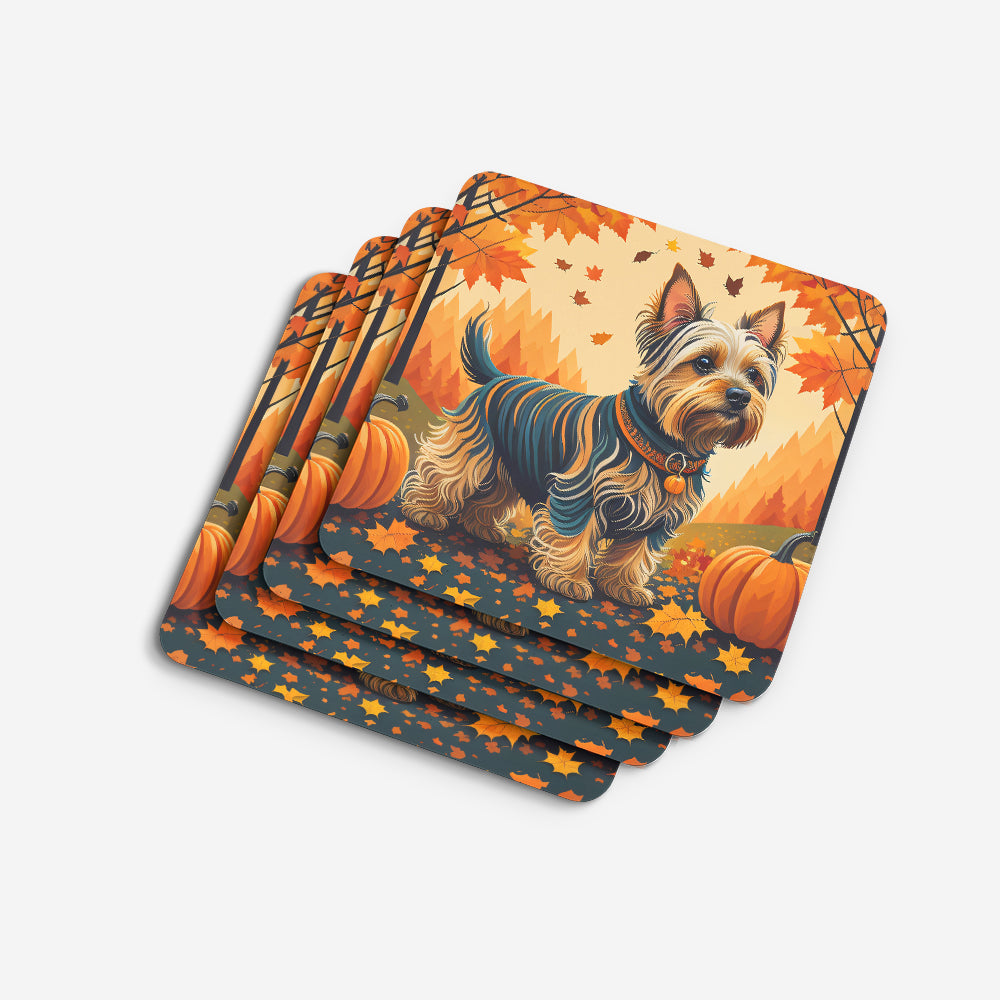 Silky Terrier Fall Foam Coaster Set of 4  the-store.com.