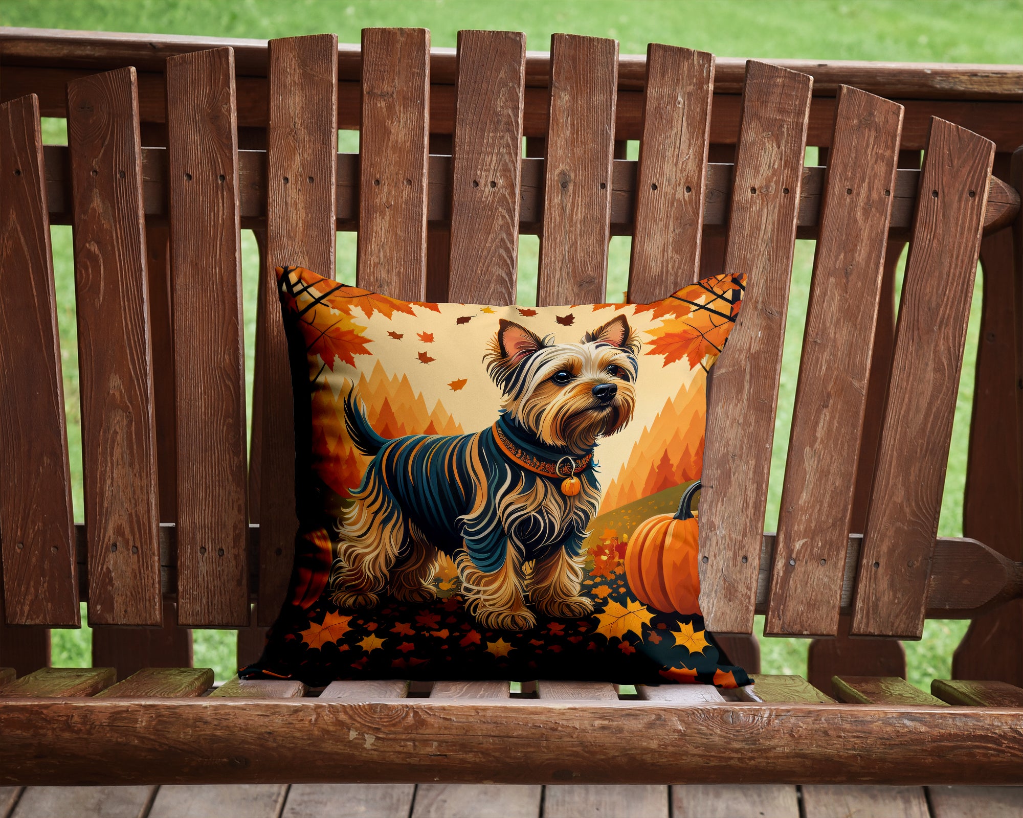 Silky Terrier Fall Fabric Decorative Pillow  the-store.com.