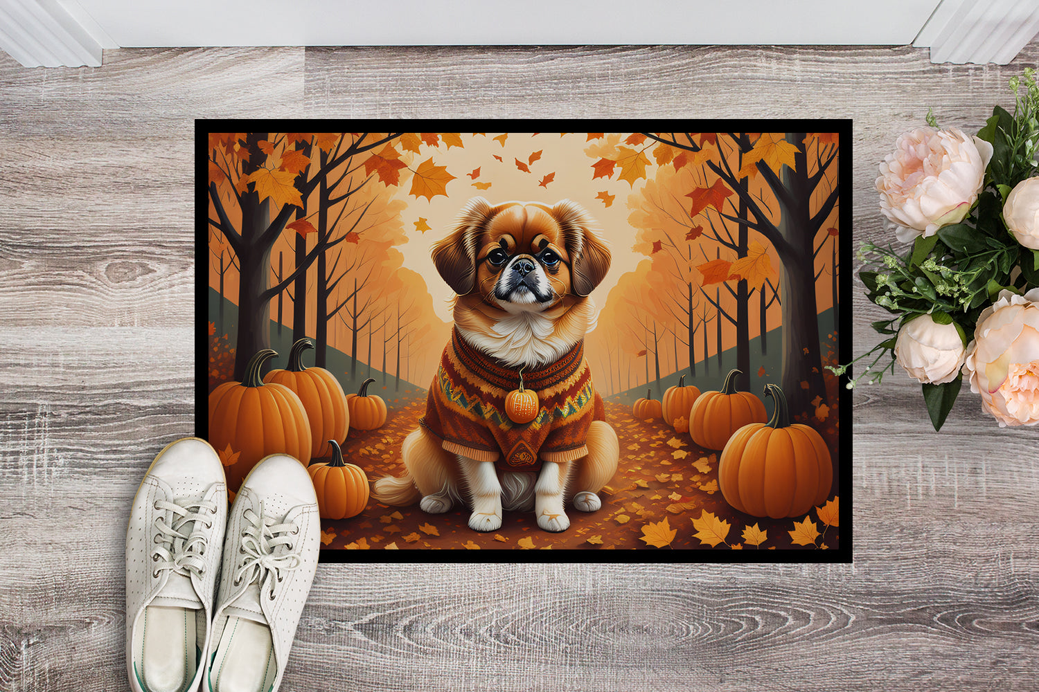 Tibetan Spaniel Fall Indoor or Outdoor Mat 24x36  the-store.com.