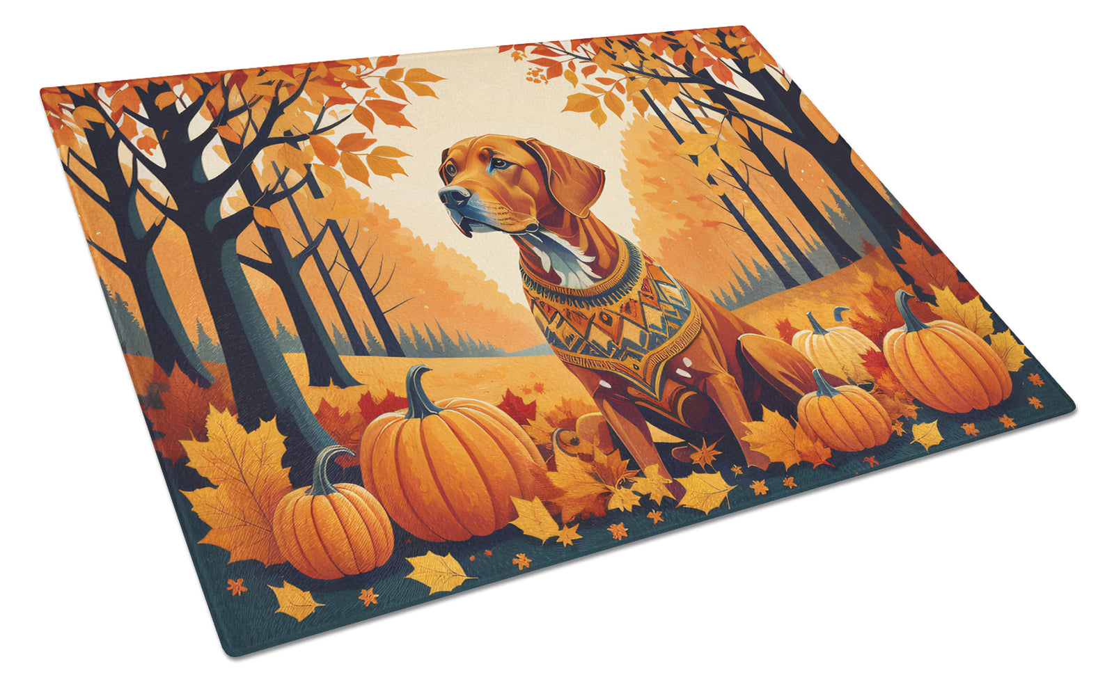 Buy this Vizsla Fall Glass Cutting Board Large