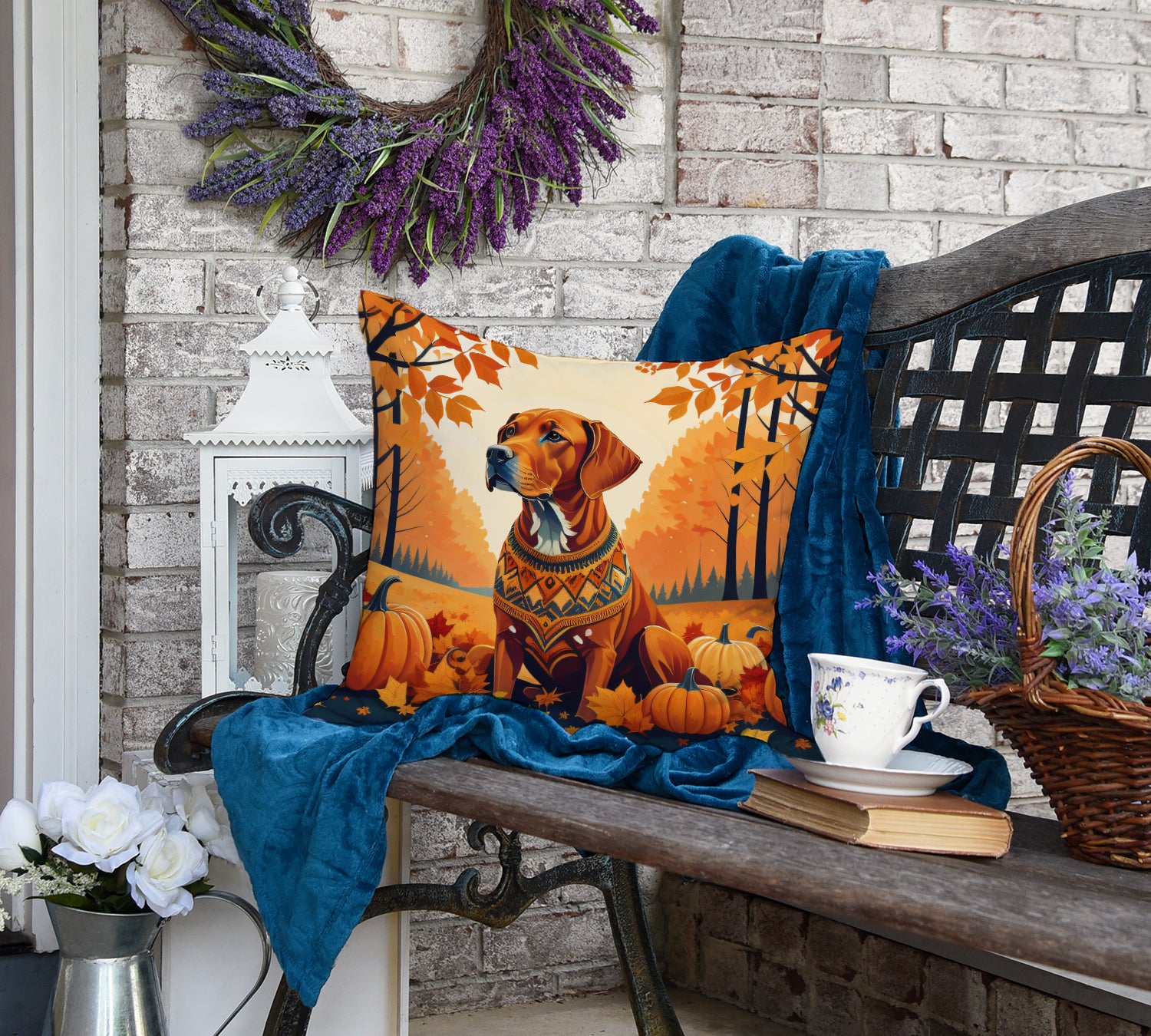 Vizsla Fall Fabric Decorative Pillow