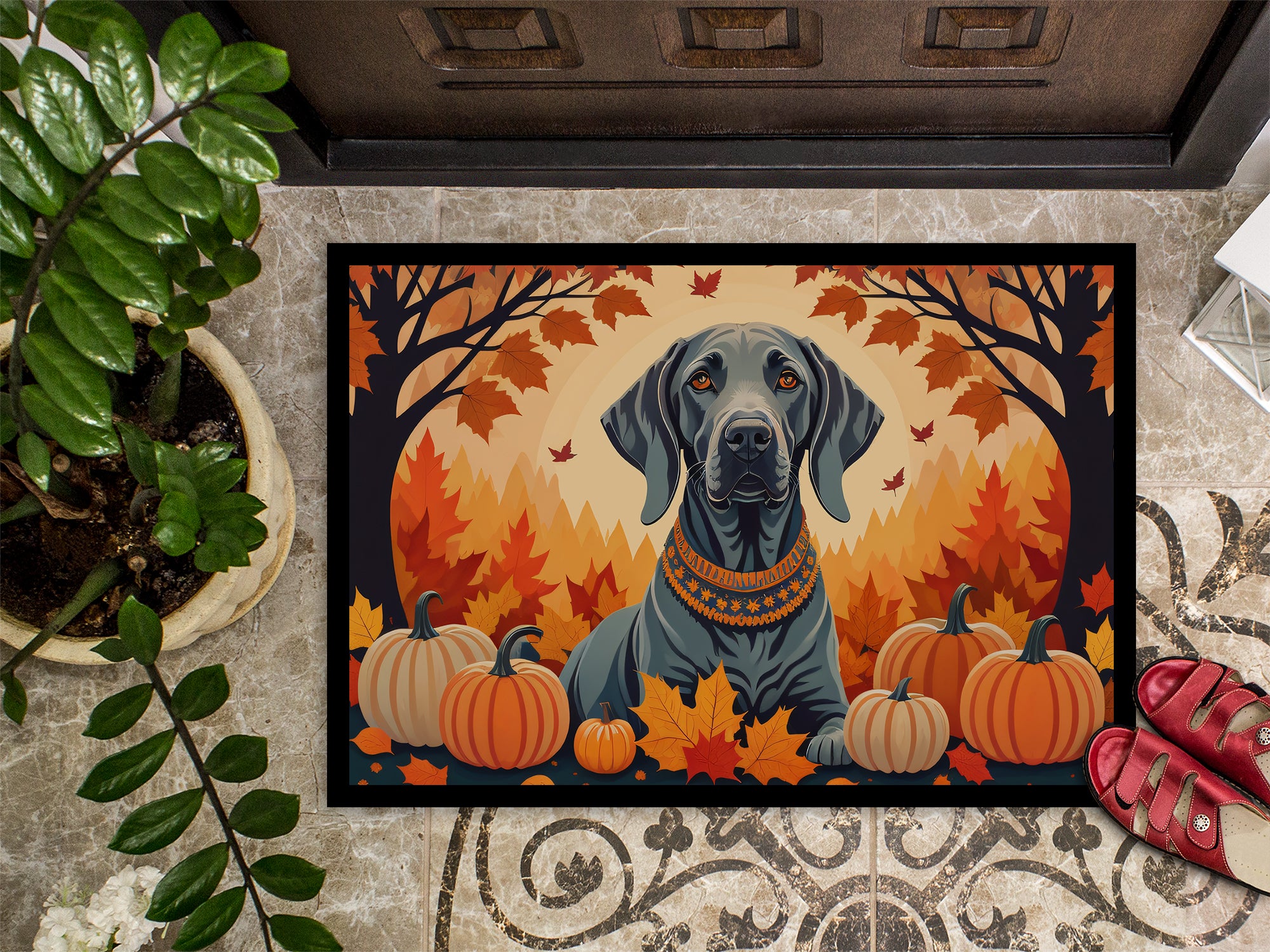 Weimaraner Fall Indoor or Outdoor Mat 24x36