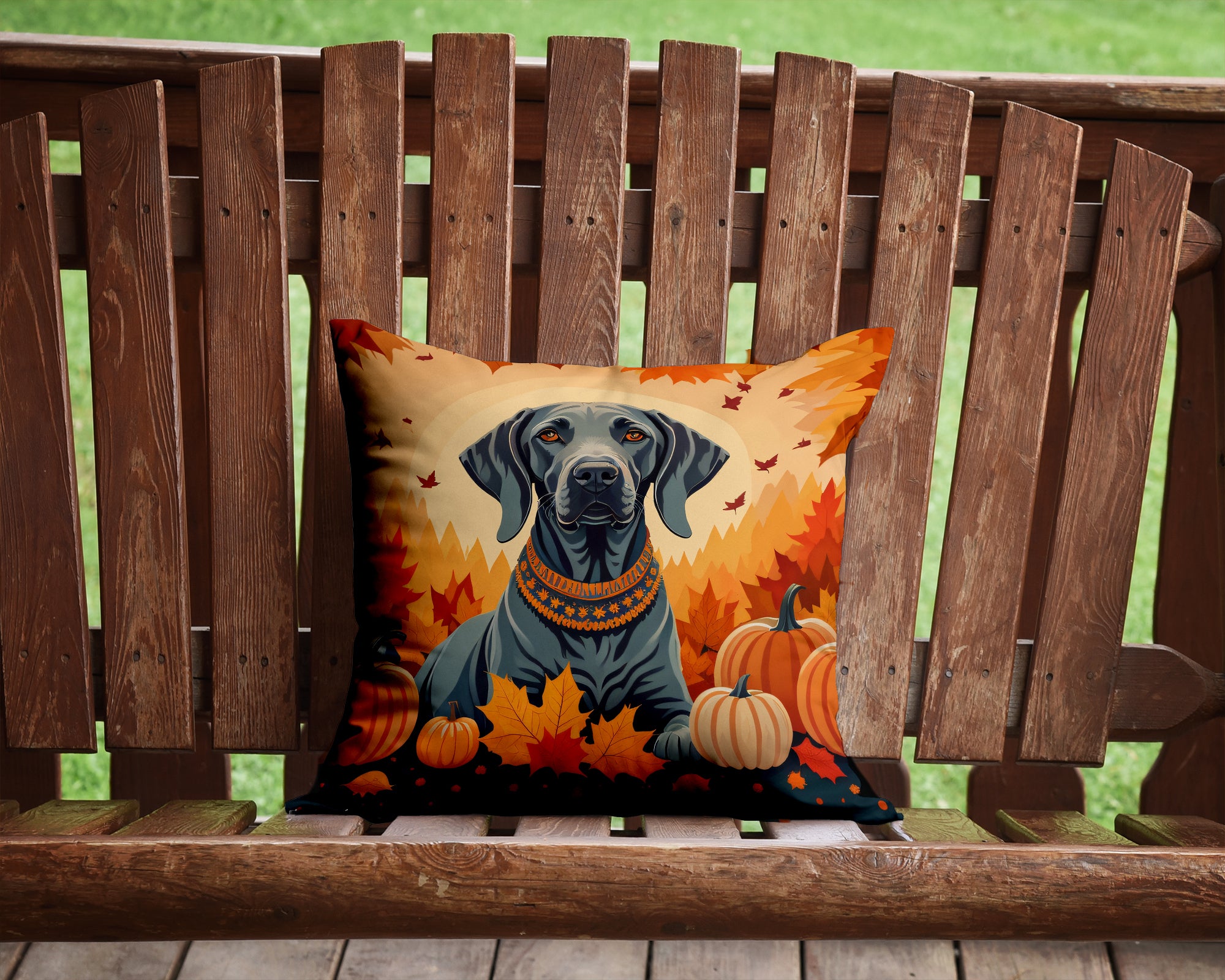 Buy this Weimaraner Fall Fabric Decorative Pillow