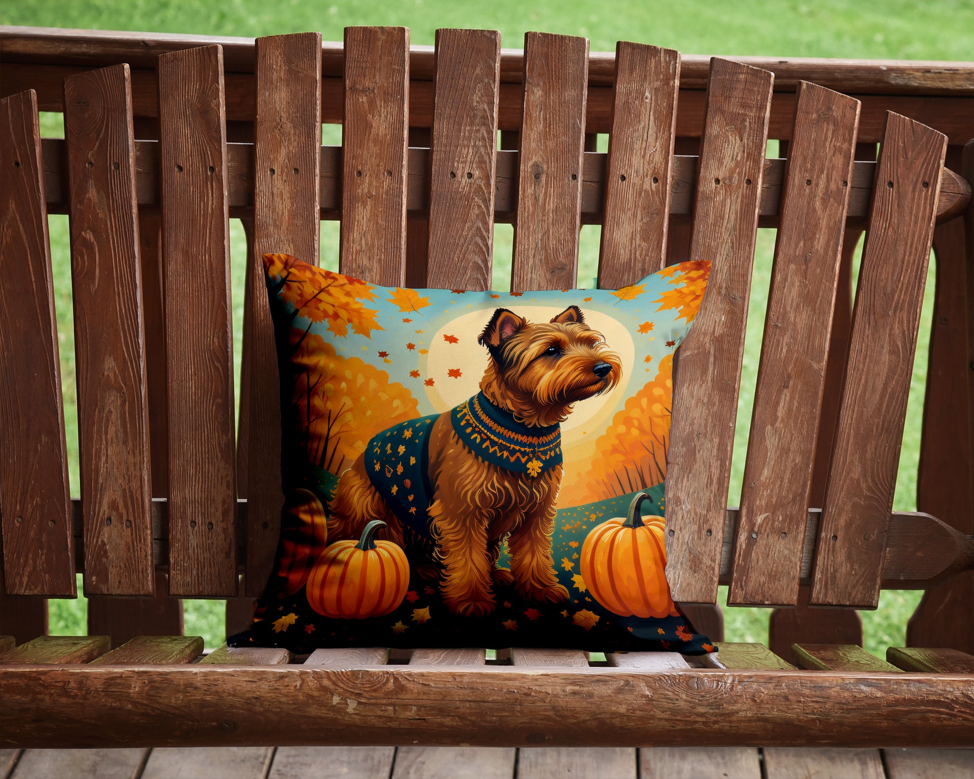 Welsh Terrier Fall Fabric Decorative Pillow  the-store.com.