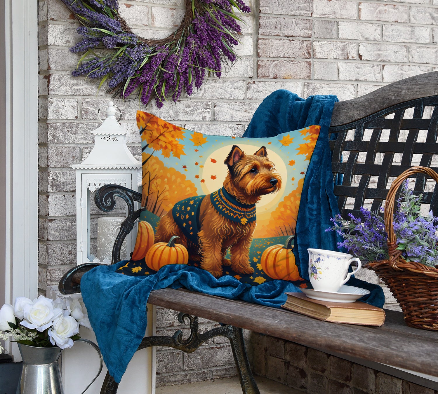 Welsh Terrier Fall Fabric Decorative Pillow  the-store.com.