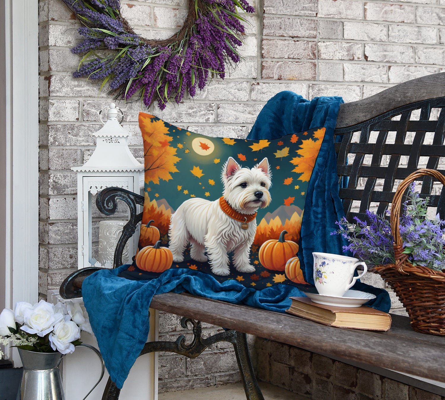 Westie Fall Fabric Decorative Pillow  the-store.com.