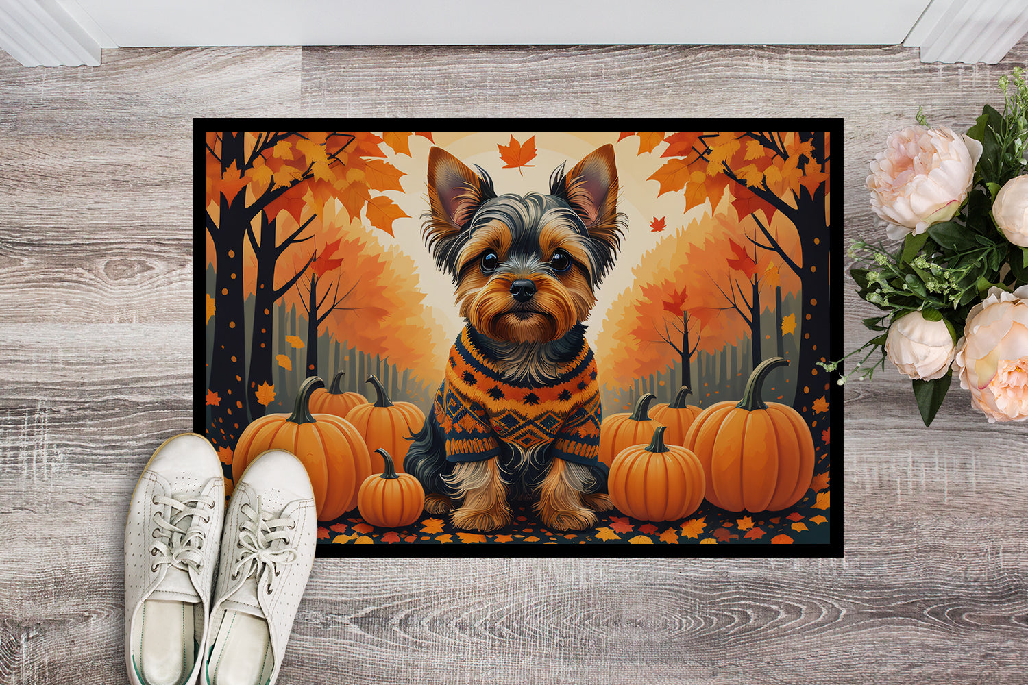 Yorkshire Terrier Fall Indoor or Outdoor Mat 24x36