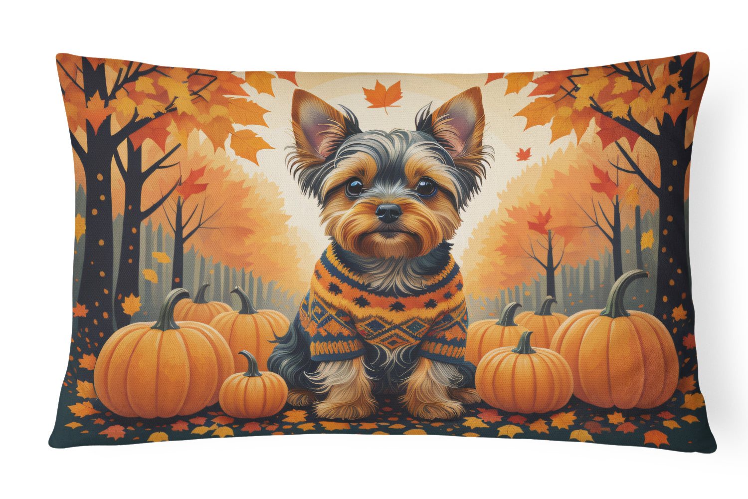 Buy this Yorkshire Terrier Fall Fabric Decorative Pillow