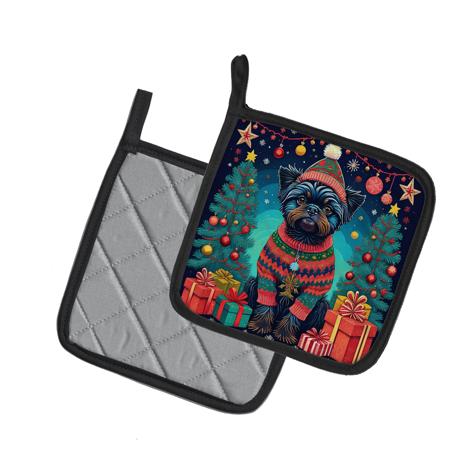 Affenpinscher Christmas Pair of Pot Holders  the-store.com.