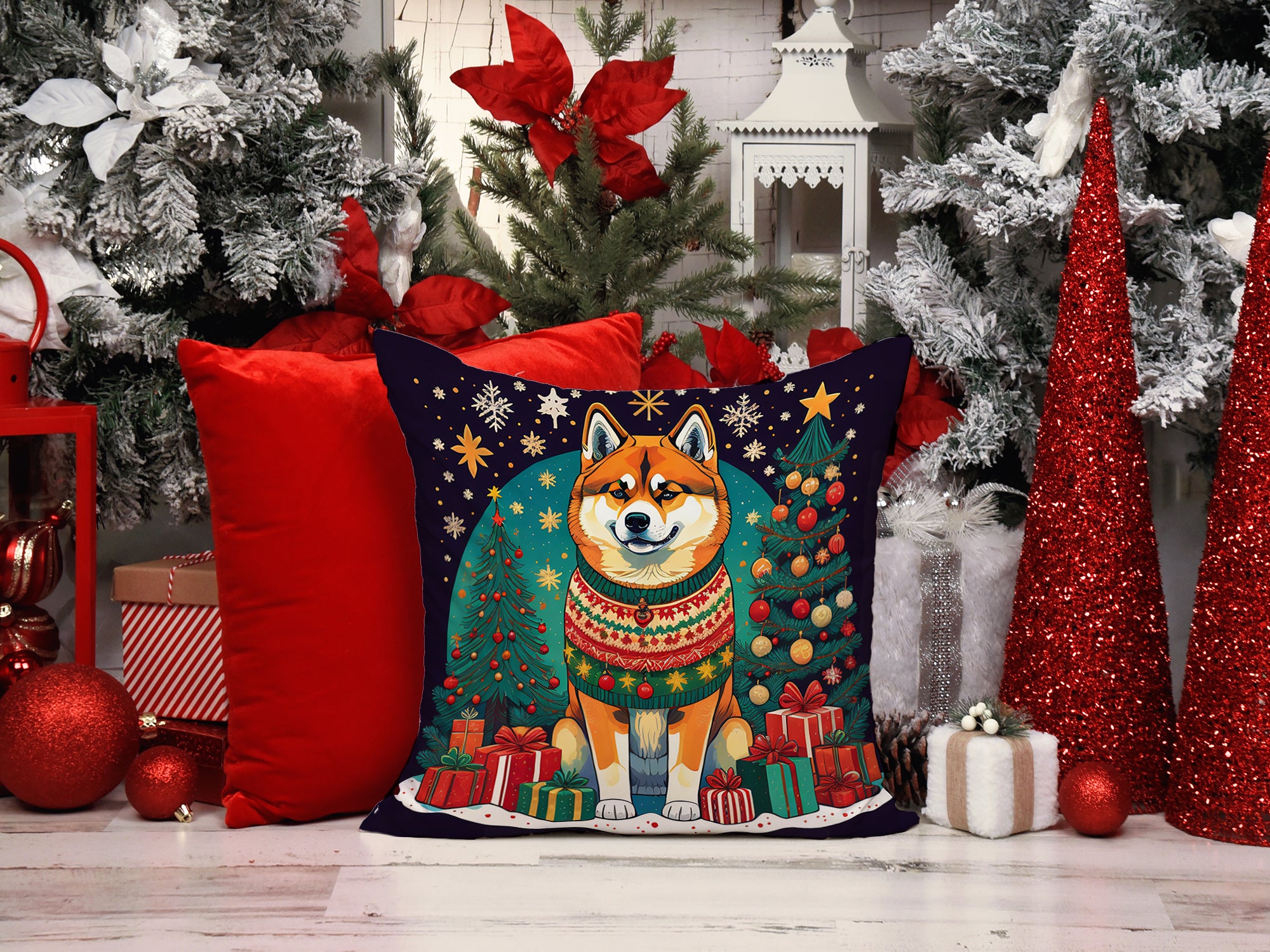 Buy this Akita Christmas Fabric Decorative Pillow