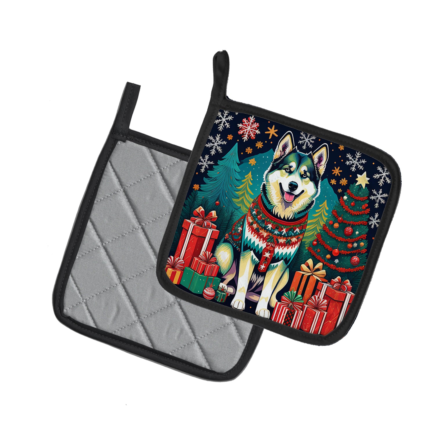 Alaskan Malamute Christmas Pair of Pot Holders  the-store.com.